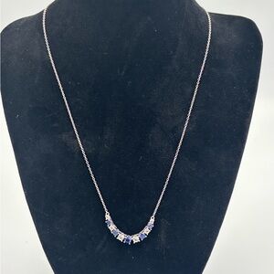 Blue and white sapphire sterling silver necklace
